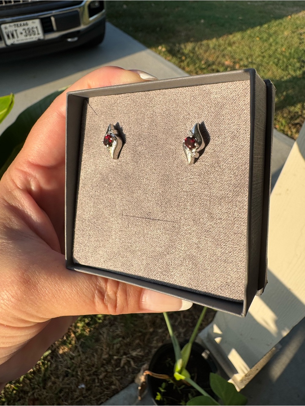 NWOT Angara Elegant Sterling Silver and Garnet Gemstone Earings